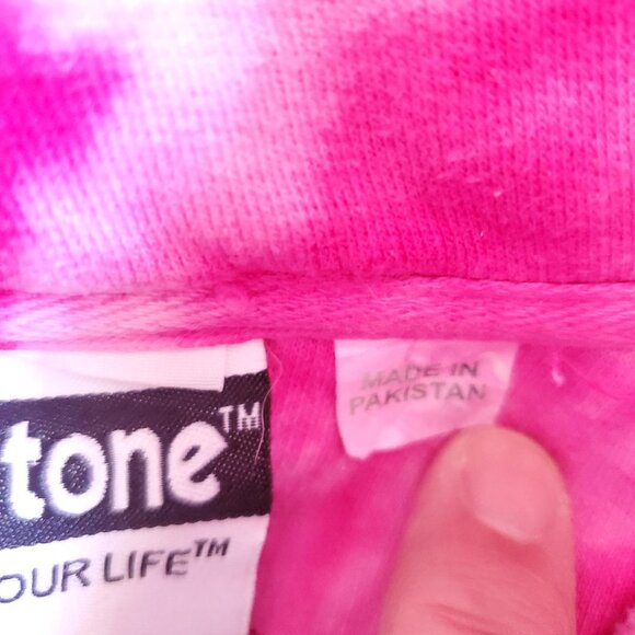 Womens Pink Tie Dye Hoodie Sweatshirt M Love Gymnastics Boho Hippie Athleisure - Picture 8 of 13
